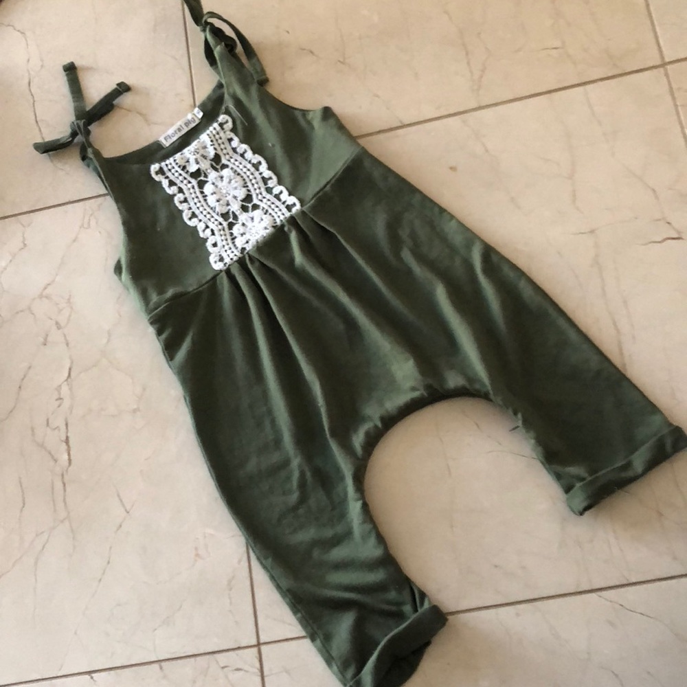 Toddler baby girl army green jumpsuit
